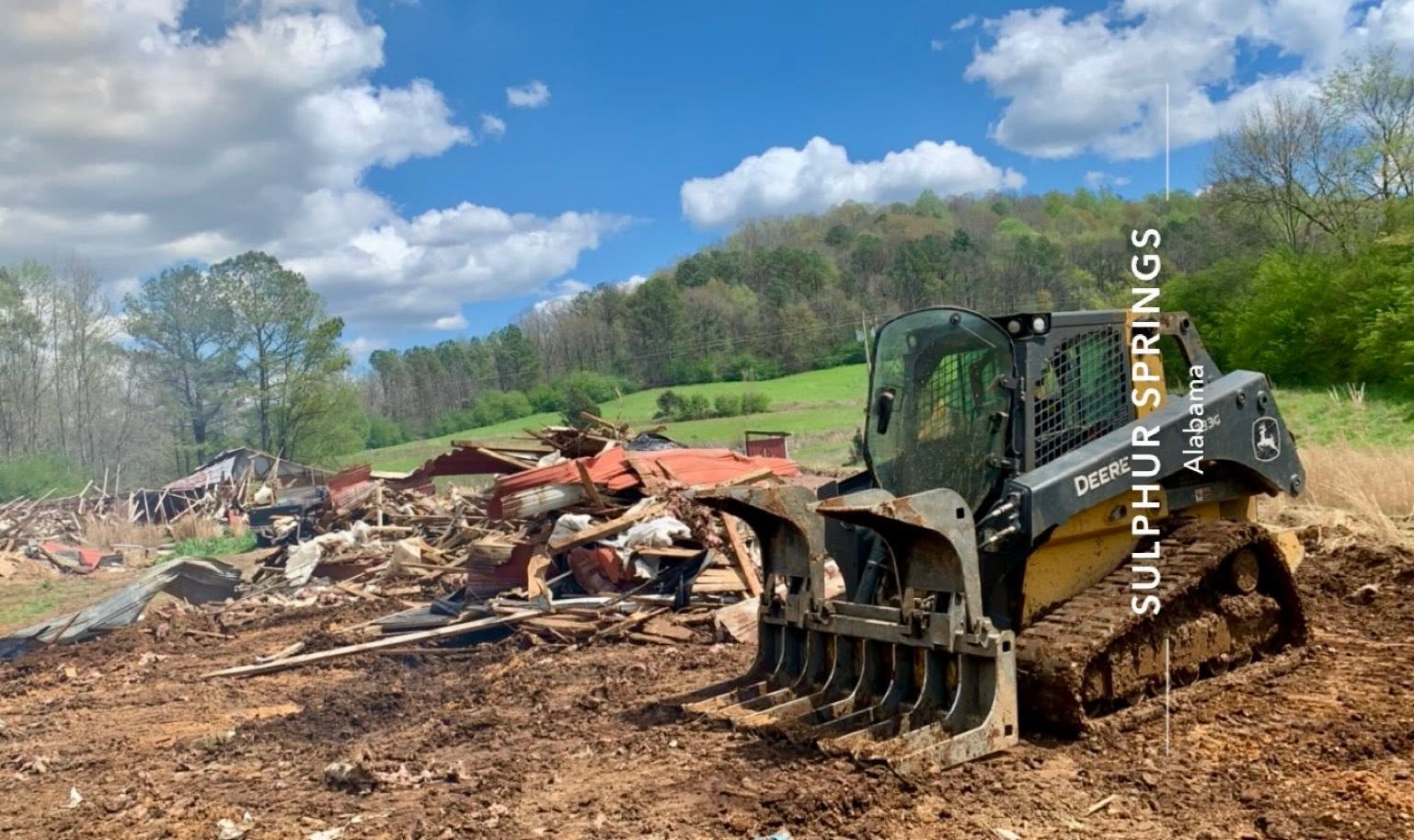 Land clearing crew clearing overgrown property in Cullman County Land clearing crew clearing overgrown property in Cullman County